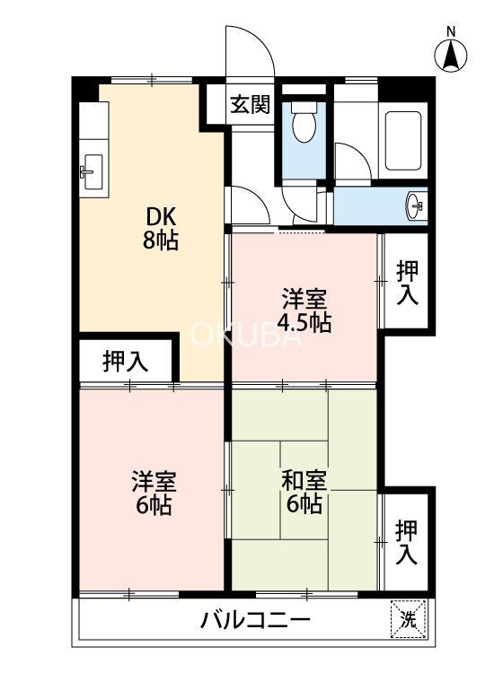 千馬ビル(3DK/2階)の間取り写真