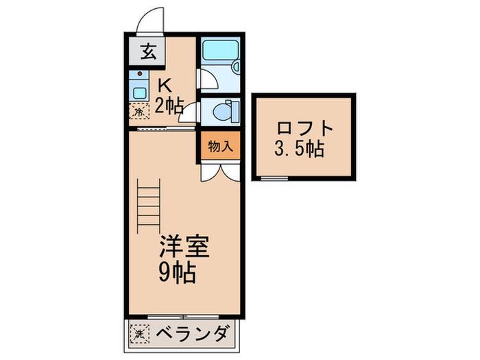 オーツ駒川(1K/2階)の間取り写真