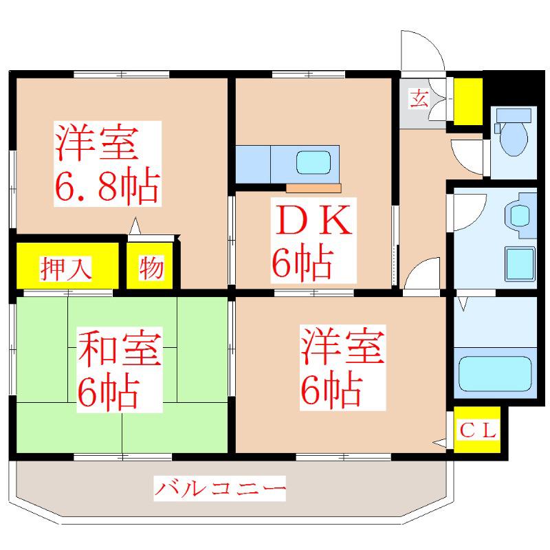 IDEE 泰平(3DK/3階)の間取り写真
