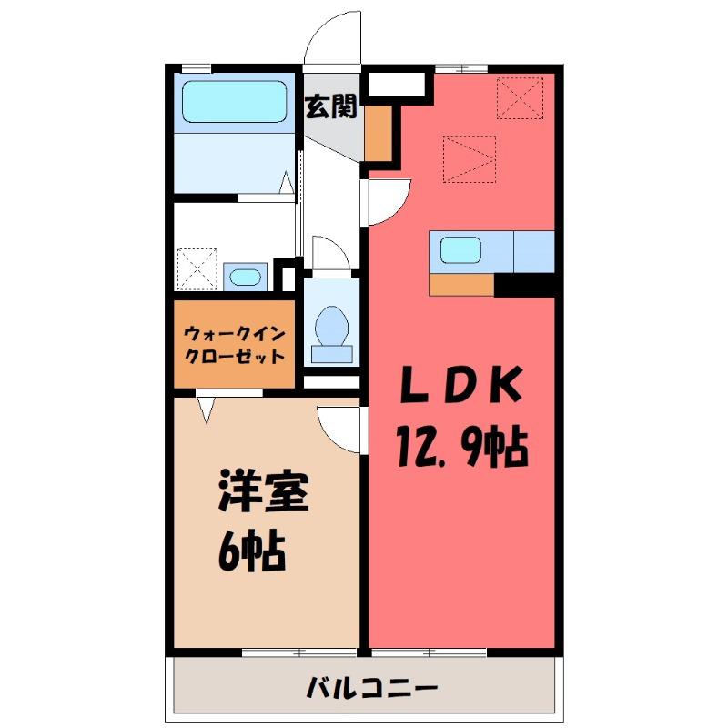 スカイコート(1LDK/3階)の間取り写真