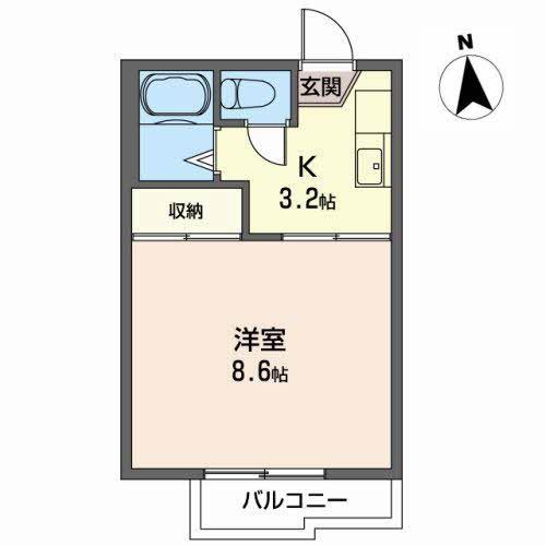 ローゼンベートB(1K/2階)の間取り写真
