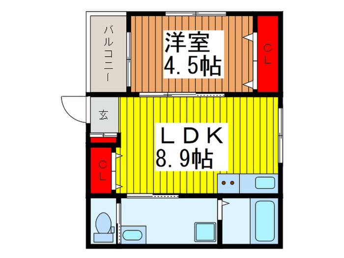 アール浦和(1LDK/3階)の間取り写真