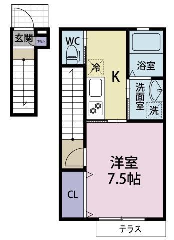 CAMELOT COURT(1K/2階)の間取り写真