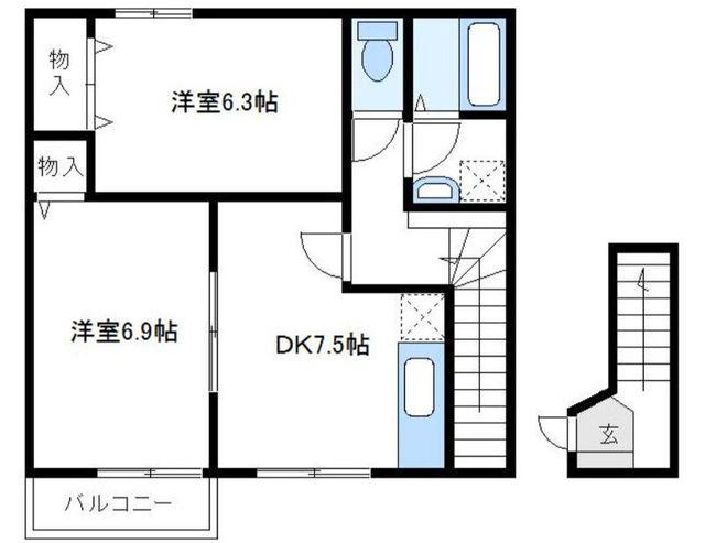 エトワール壱番館(2DK/2階)の間取り写真