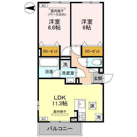 DR相木COEUR(2LDK/1階)の間取り写真