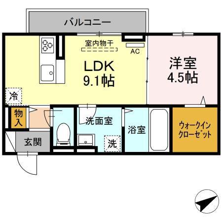 グランツ(1LDK/3階)の間取り写真