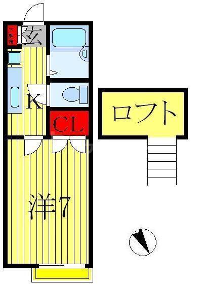 シャイングリーンA・B(1K/2階)の間取り写真