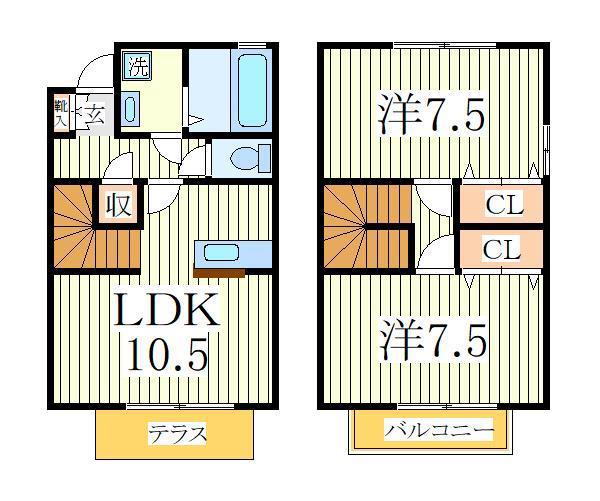 セントラルパークハイツA(2LDK/1階)の間取り写真