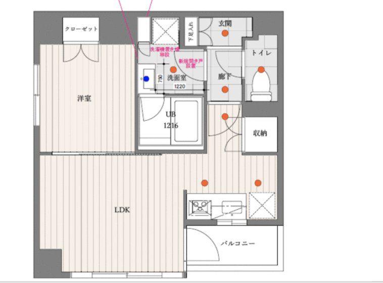 ドゥーエ五反田(1LDK/4階)の間取り写真