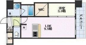 アーバングランデ新大阪(1LDK/4階)の間取り写真