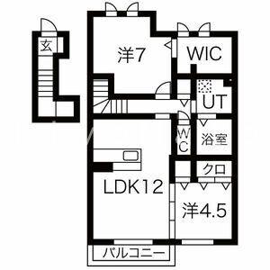 アンソレイエ ファミーユ B棟(2LDK/2階)の間取り写真