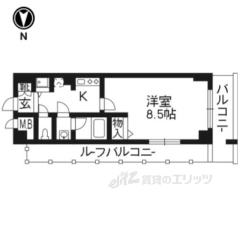 アスヴェル京都二条駅前Ⅱ(1K/6階)の間取り写真