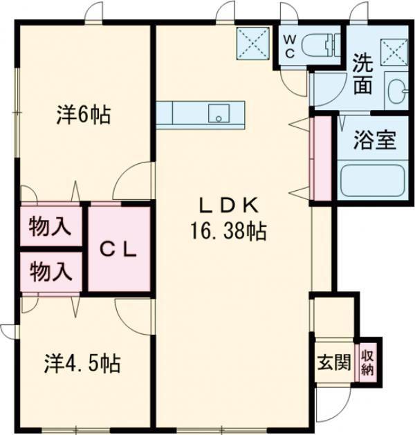 ル・パサージュ(2LDK/1階)の間取り写真