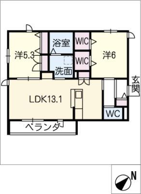 メゾンドサンパティック(2LDK/2階)の間取り写真