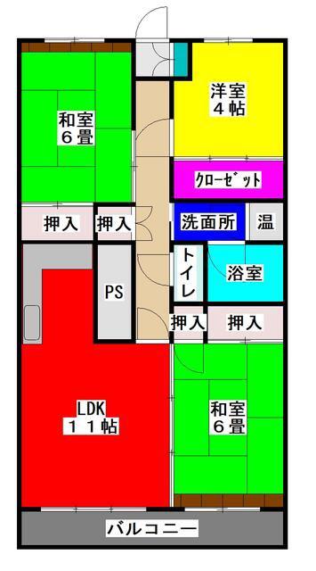 サン琴平ビル(3LDK/4階)の間取り写真