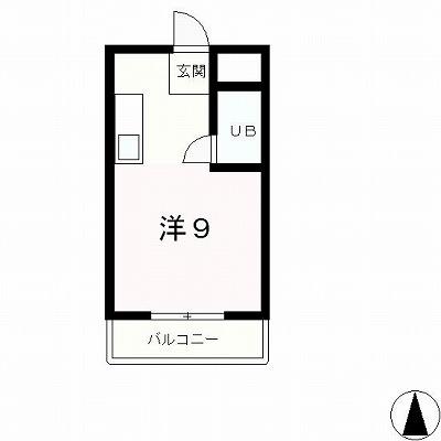 グリーンマンション赤尾(ワンルーム/2階)の間取り写真
