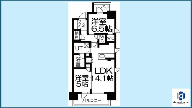 プラウド高岳カームコート(2LDK/7階)の間取り写真