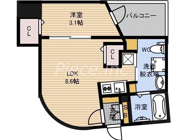 アドバンス西梅田Ⅳエール(1DK/11階)の間取り写真