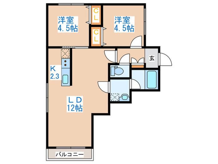 カサトレスVIII(2LDK/3階)の間取り写真