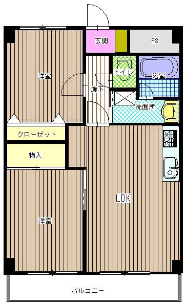 第5鳥塚ビル(2LDK/6階)の間取り写真
