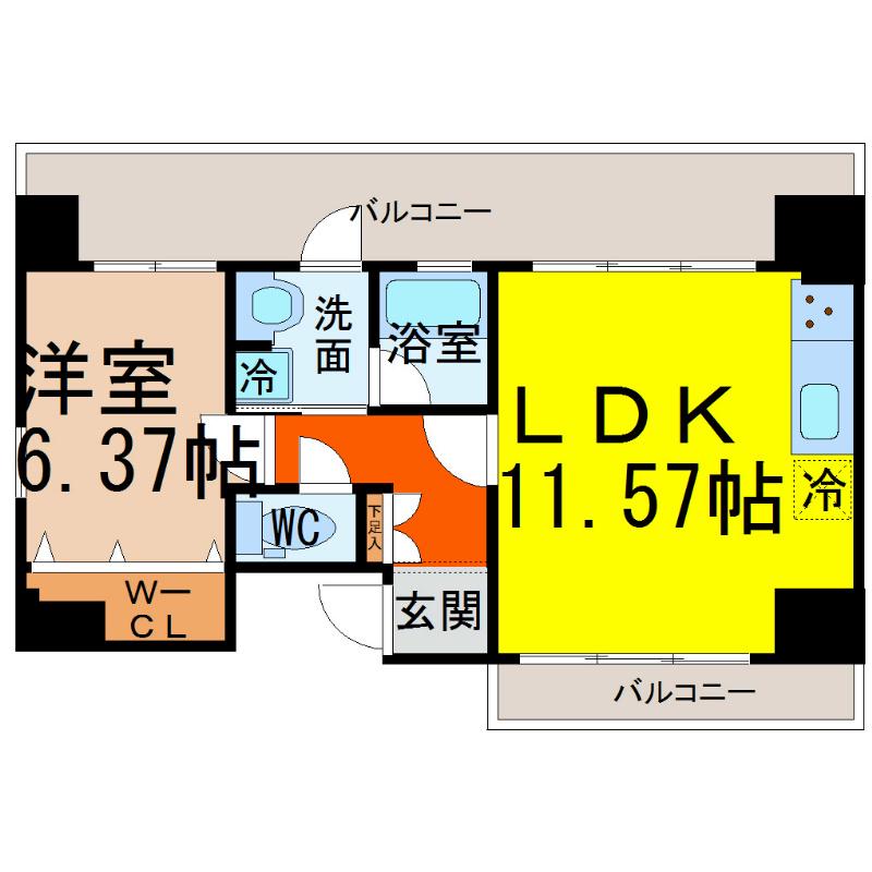 PALAZZO SPECIALE(1LDK/7階)の間取り写真