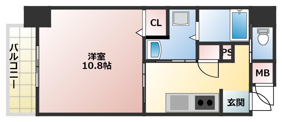 ライフタウンIII(1K/4階)の間取り写真