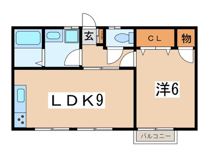 ます美ハイツII(1LDK/2階)の間取り写真
