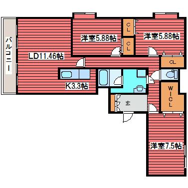 葵ビル(3LDK/3階)の間取り写真