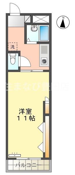 グランビュー太平(1K/3階)の間取り写真