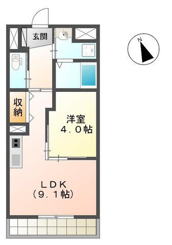 マンション シリウス(1LDK/1階)の間取り写真