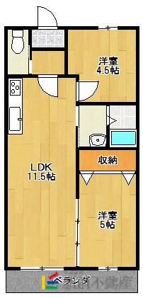 パインハイツ VI(2LDK/2階)の間取り写真