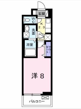 グランディール(1K/1階)の間取り写真