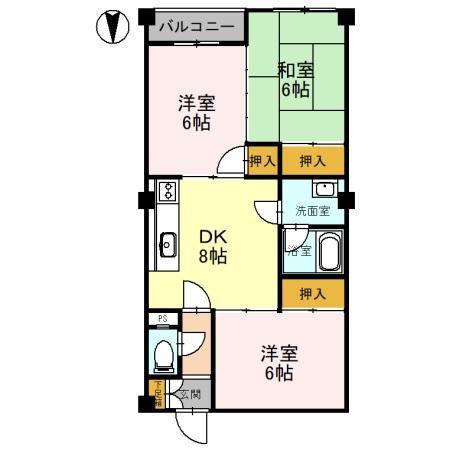 メープルハイム(3DK/1階)の間取り写真