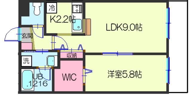 クラージュ(1LDK/1階)の間取り写真