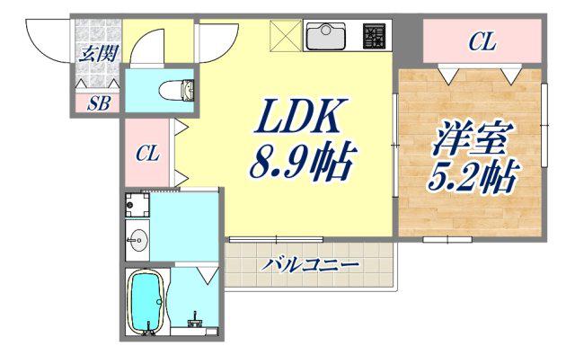THE CITY 福(1LDK/2階)の間取り写真