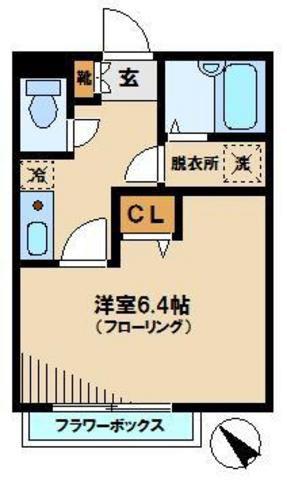 エテルノ弥生(1K/1階)の間取り写真