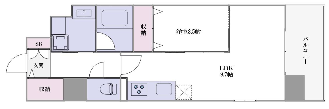 サムティ上町台龍造寺(1LDK/8階)の間取り写真