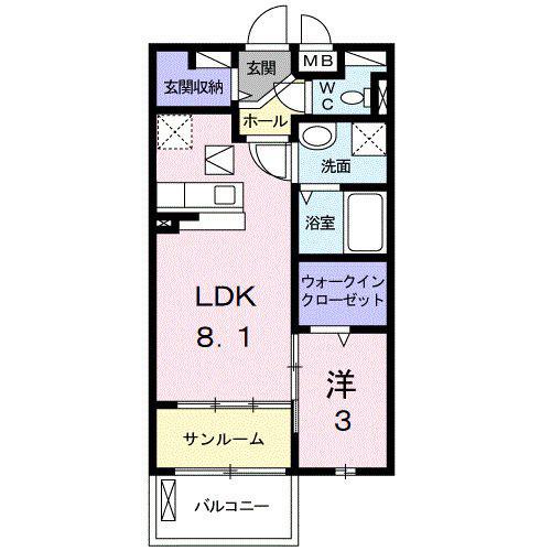 ソル レヴェンテ(1LDK/1階)の間取り写真