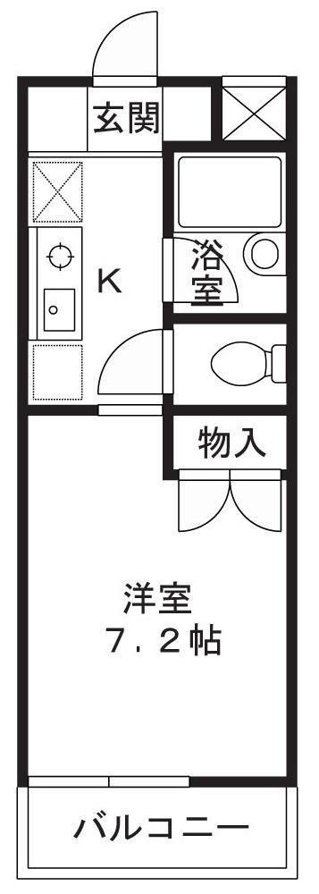アート・フル稲田堤(ワンルーム/2階)の間取り写真