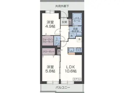 ヴィア フェリーチェ(2LDK/3階)の間取り写真