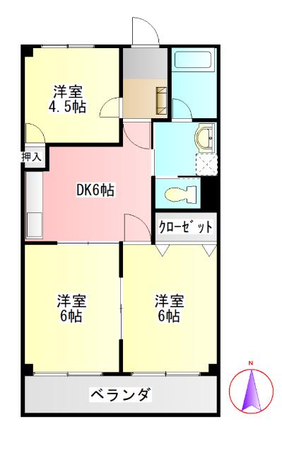 リンピア水主町(3DK/4階)の間取り写真