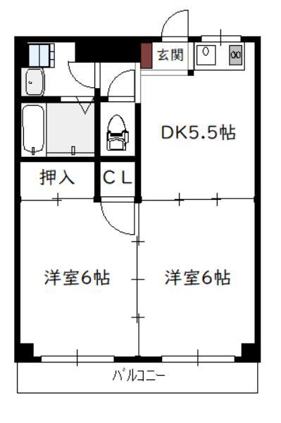 シティハイツ堀川II(2DK/3階)の間取り写真