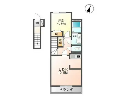 スタービレ II(1LDK/2階)の間取り写真