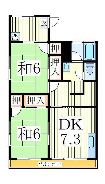 八光ハイツ(2DK/2階)の間取り写真
