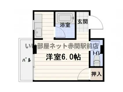 ふかがわビル(1K/4階)の間取り写真