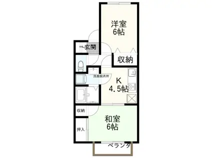 セジュール幸 B棟(2K/1階)の間取り写真