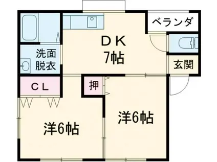 ライフII(2DK/2階)の間取り写真