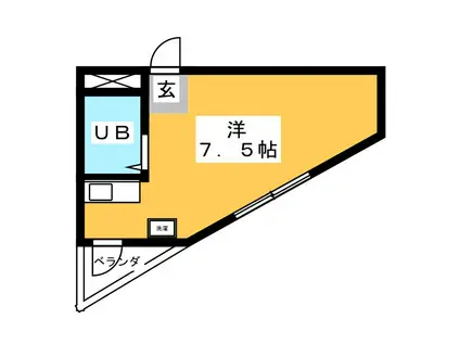 武蔵台マンション(ワンルーム/2階)の間取り写真
