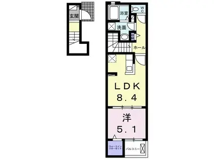 ヒカルサ伊万里イーストI(1LDK/2階)の間取り写真