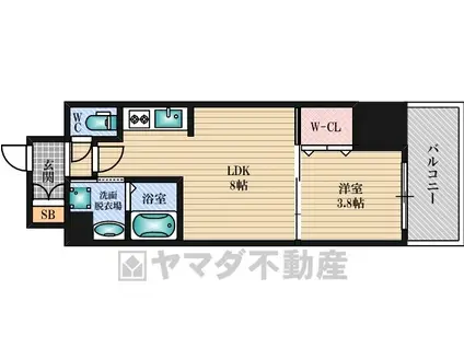 コンフォリア江坂(1LDK/9階)の間取り写真